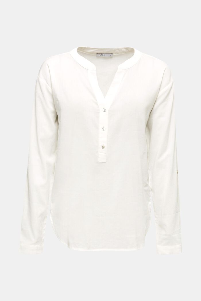 Blouse met oprolbare mouwen, OFF WHITE, detail image number 0
