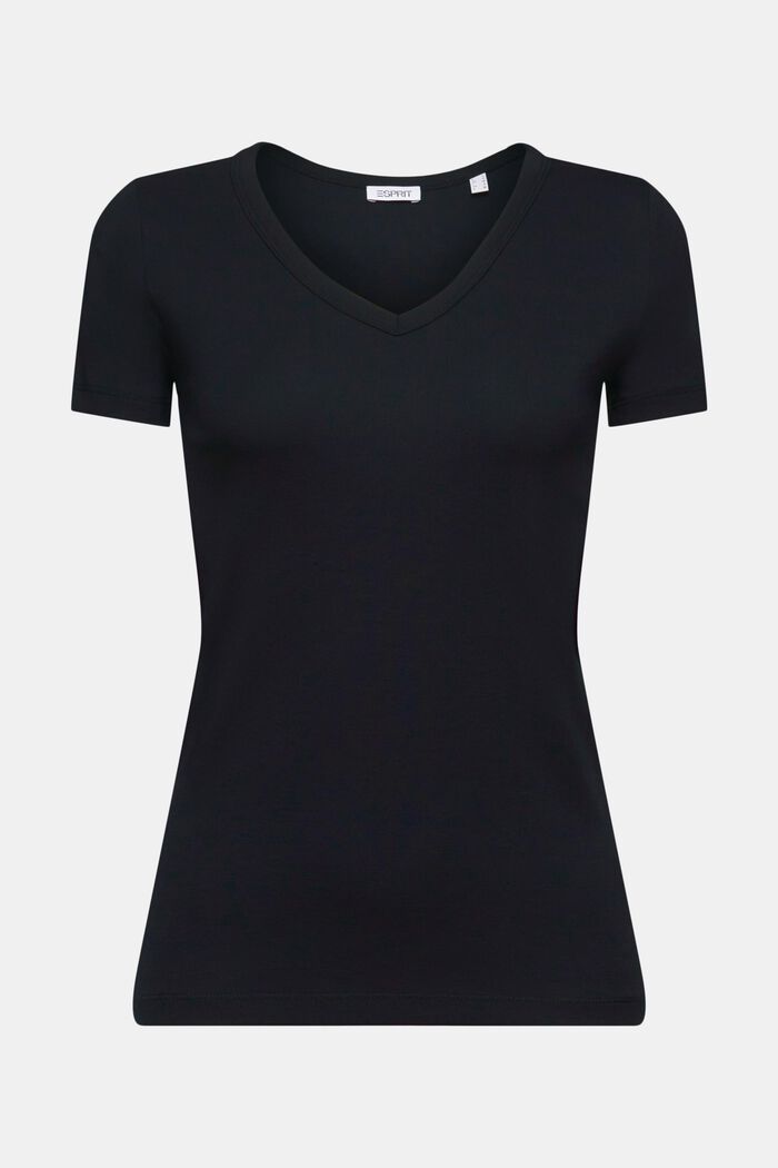 Katoenen T-shirt met V-hals, BLACK, detail image number 5
