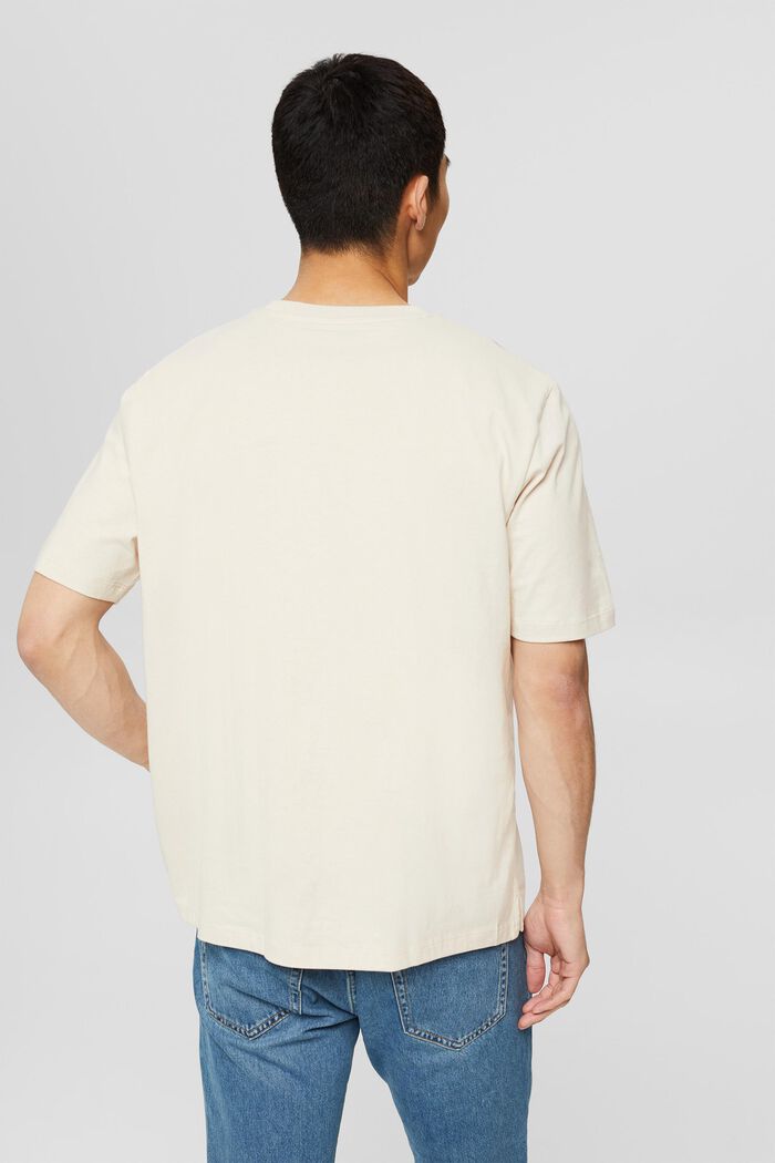 Jersey shirt met borduursel, 100% katoen, CREAM BEIGE, detail image number 3