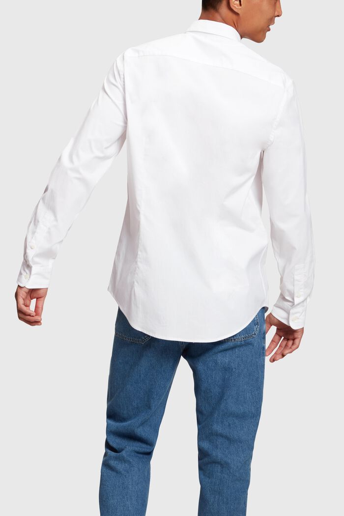Popeline shirt met slim fit en dolfijnenbadge, WHITE, detail image number 1
