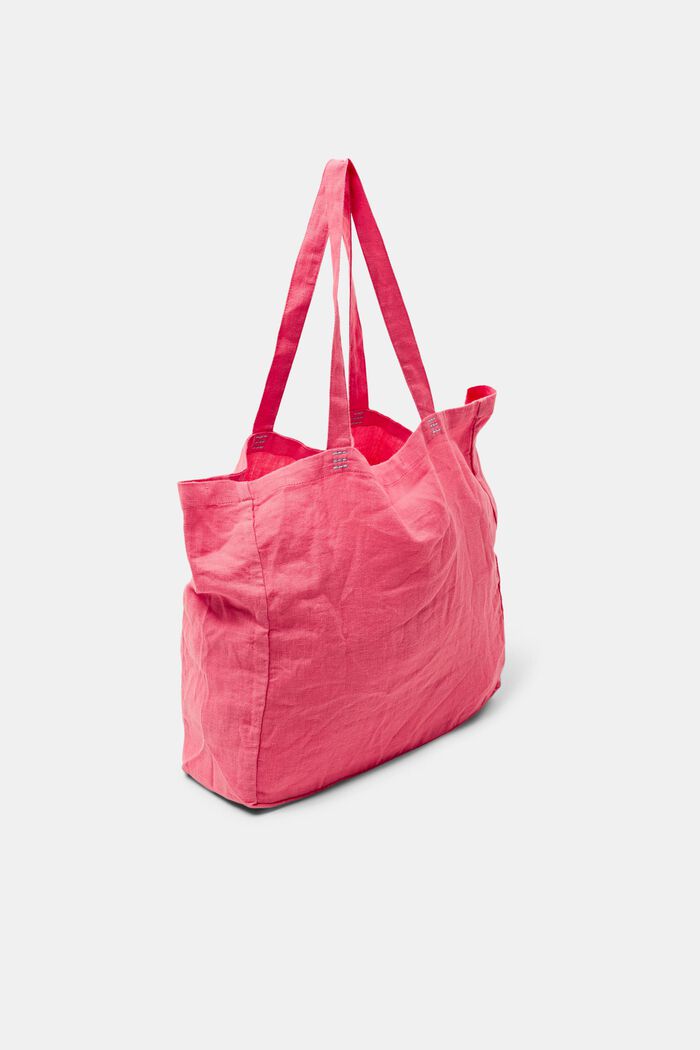 Oversized linnen tote bag, CORAL, detail image number 3
