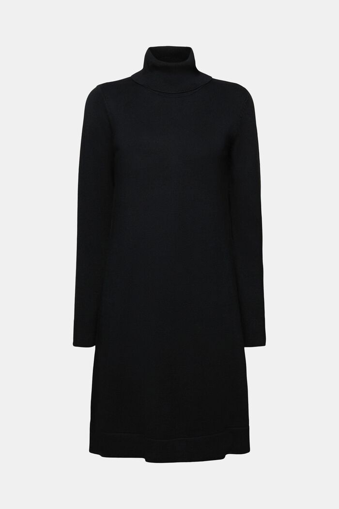 Gebreide mini-jurk met turtleneck, BLACK, detail image number 6