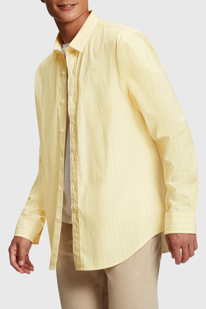 Gestreept shirt van popeline met relaxed fit, SUNFLOWER YELLOW, detail image number 0
