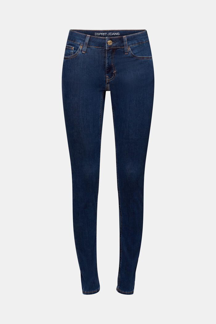 Mid rise skinny jeans, BLUE DARK WASHED, detail image number 7