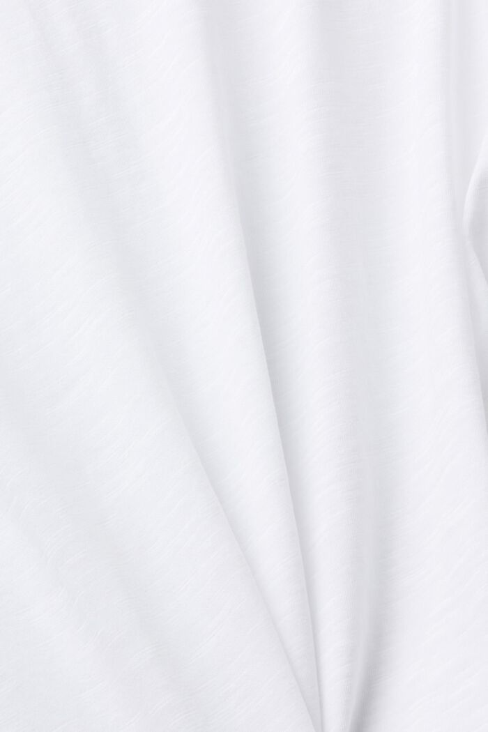 Katoen T-shirt met V-hals en siernaden, WHITE, detail image number 5