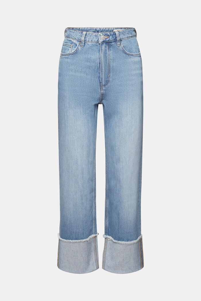 Cropped jeans, 80-look, met vaste omslag, TENCEL™, BLUE LIGHT WASHED, detail image number 7