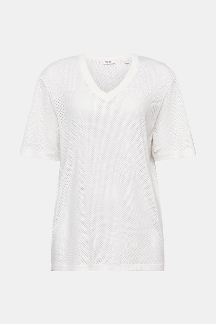Opengebreid T-shirt met V-hals, OFF WHITE, detail image number 5
