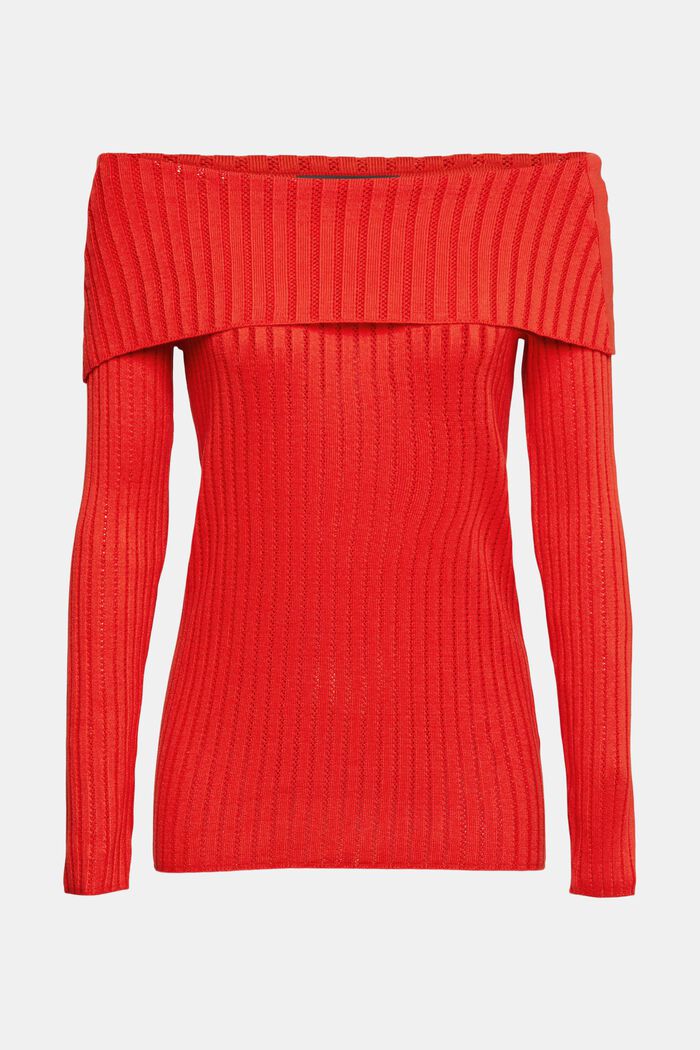 Off-the-shoulder-sweater, RED, detail image number 2