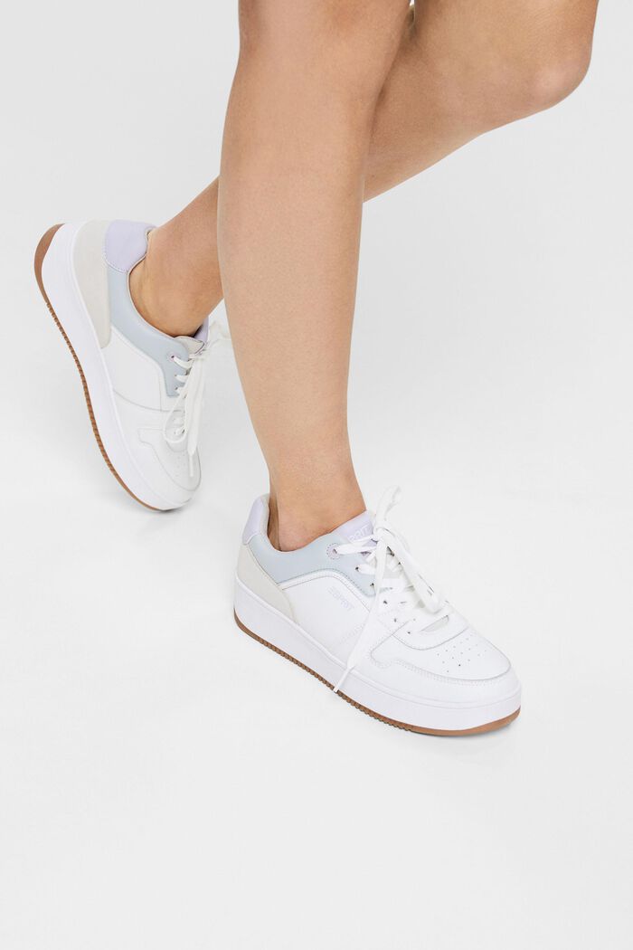 Sneakers met plateauzool en kleuraccent, WHITE, detail image number 1
