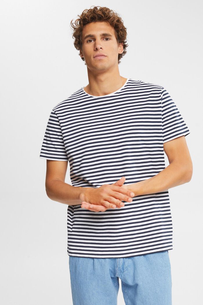 Jersey T-shirt met streepmotief, WHITE, detail image number 0