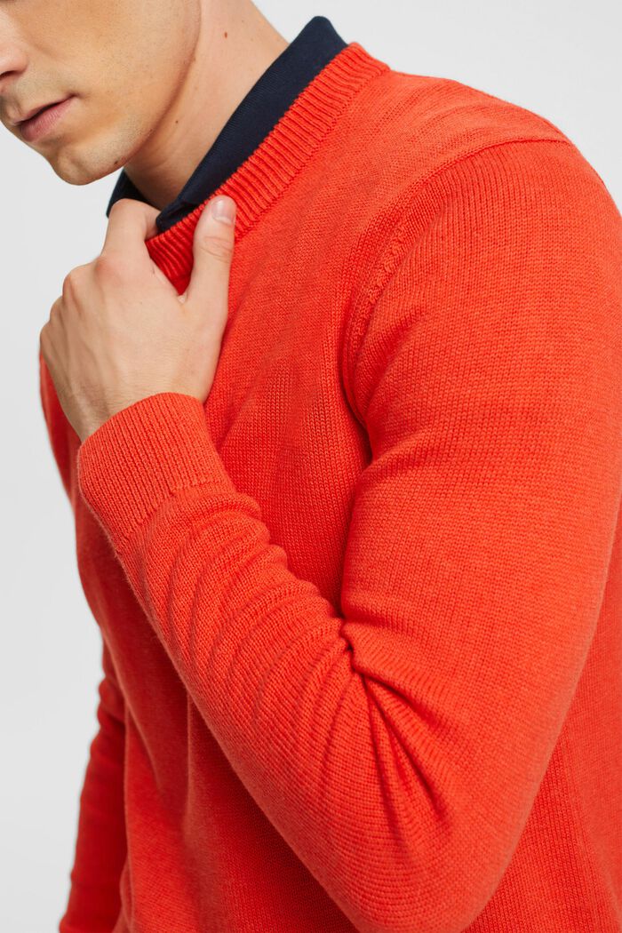 Gebreide trui van duurzaam katoen, RED, detail image number 0
