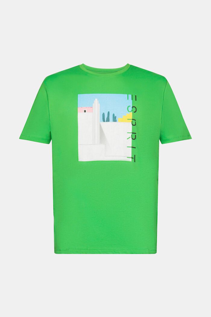 Katoenen T-shirt met print op de voorkant, GREEN, detail image number 6