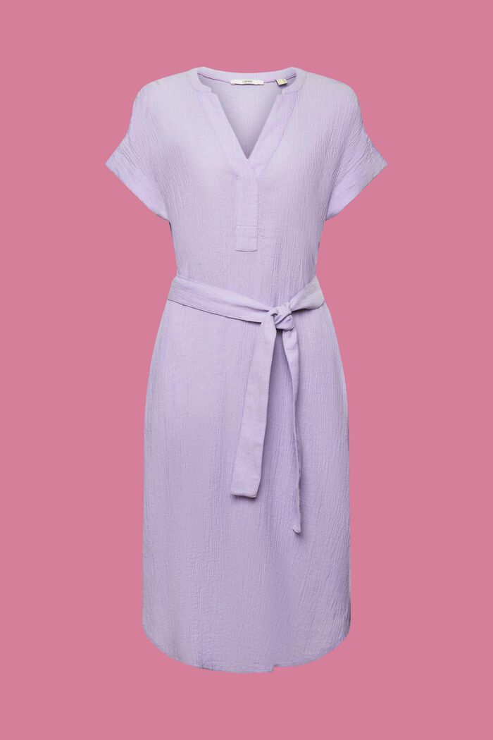Crinkled midi-jurk met riem, PURPLE, detail image number 6