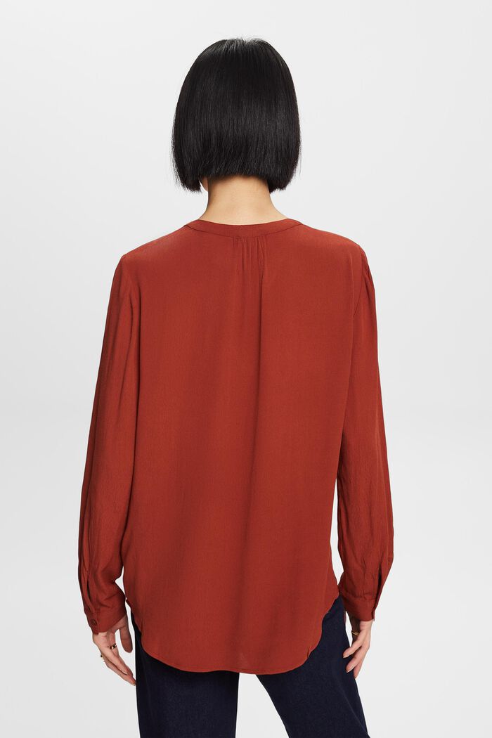Basic blouse met V-hals, RUST BROWN, detail image number 3