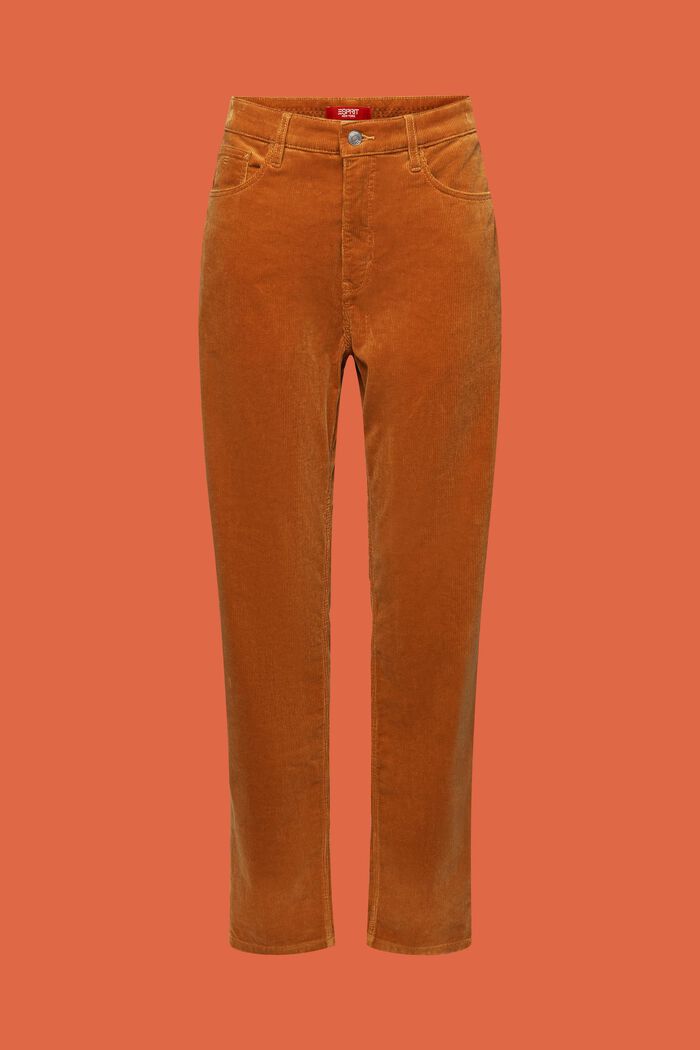 Corduroy broek met hoge taille en rechte pijpen, CARAMEL, detail image number 6