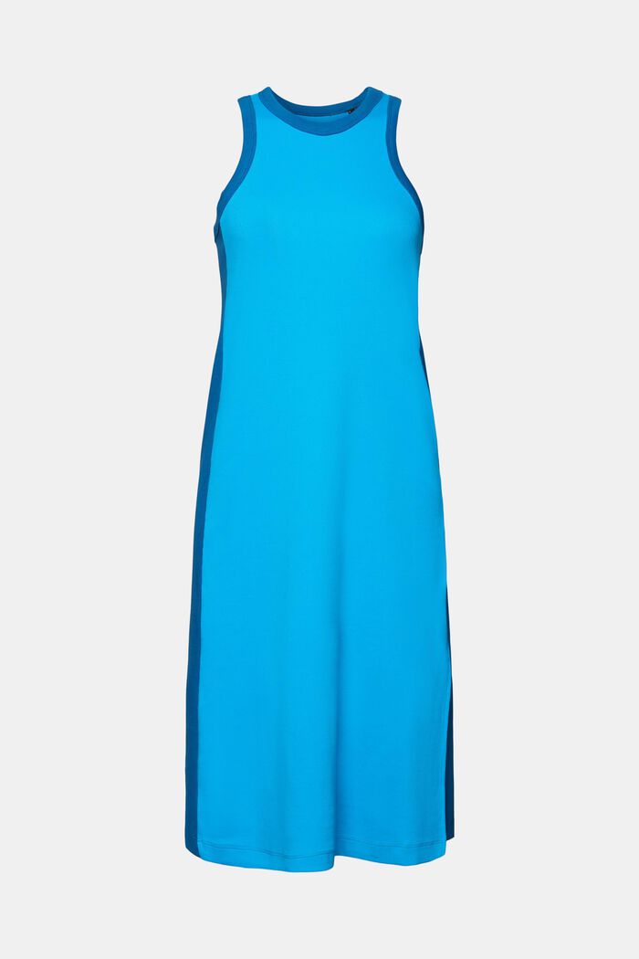 Geribde jersey midi-jurk van stretchkatoen, BLUE, detail image number 7