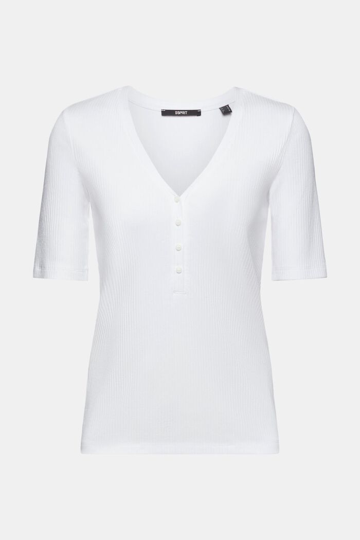 Geribd henley shirt met korte mouwen, WHITE, detail image number 6