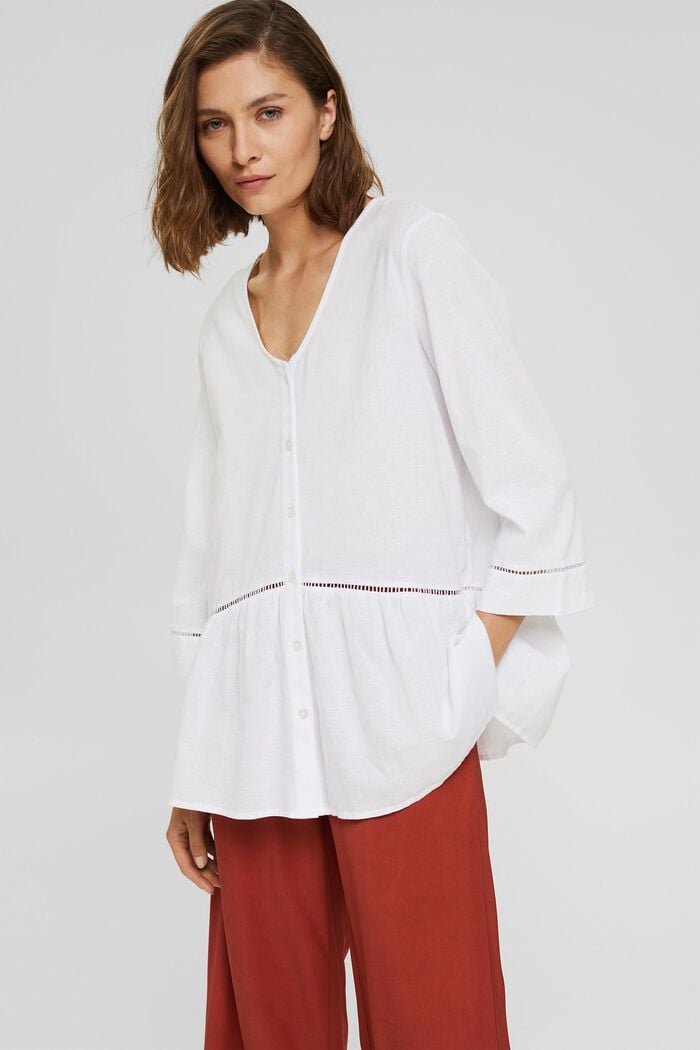 Met hennep: blouse met schootje, WHITE, overview