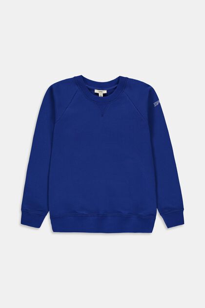 Sweatshirt met logo van 100% katoen, BRIGHT BLUE, overview