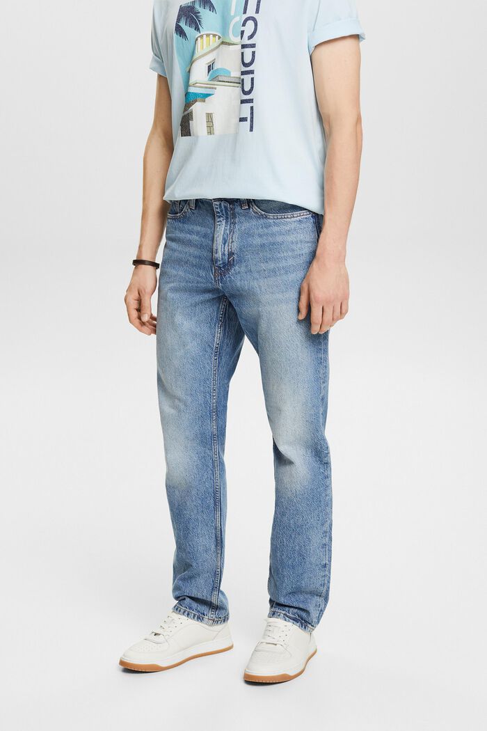 Jeans met middelhoge taille en rechte pijpen, BLUE LIGHT WASHED, detail image number 0