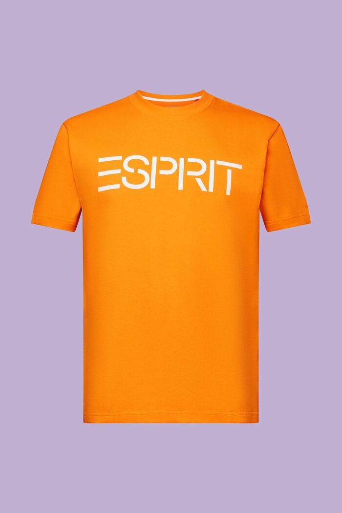 Uniseks T-shirt van katoen-jersey met logo, CORAL ORANGE, detail image number 7