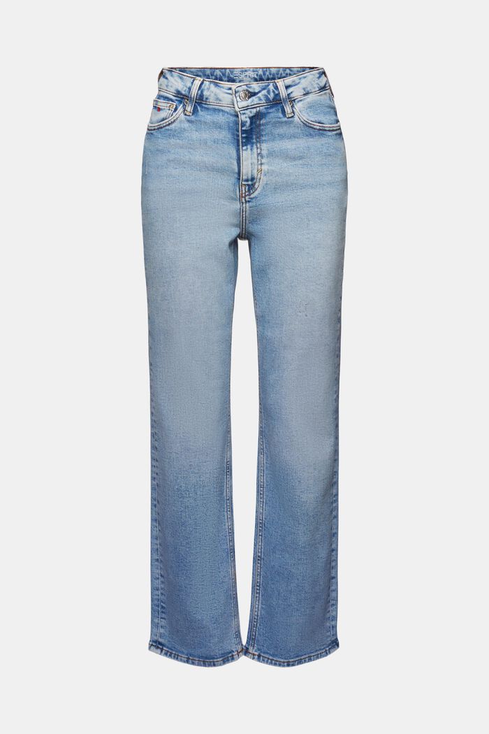 Straight jeans met retrolook en hoge taille, BLUE LIGHT WASHED, detail image number 7