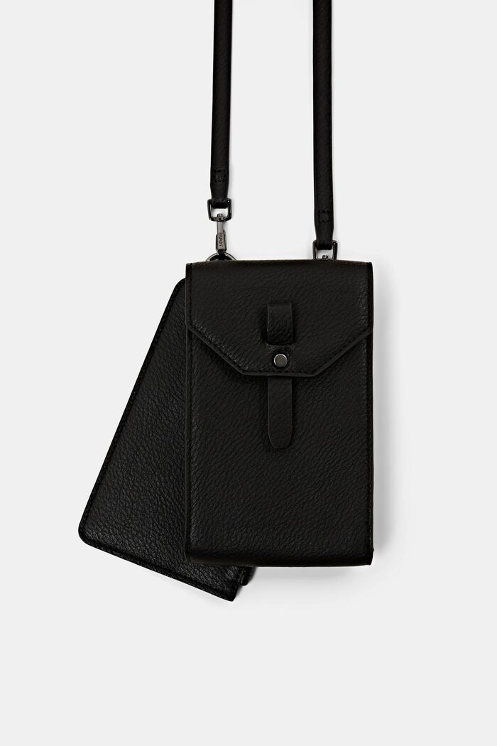 Crossbody bag met portemonnee en smartphonehoes, BLACK, detail image number 0
