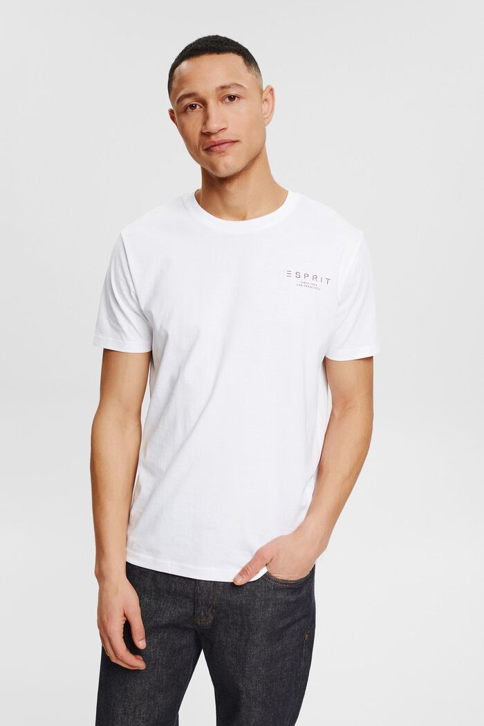 Jersey T-shirt met logoprint, WHITE, overview