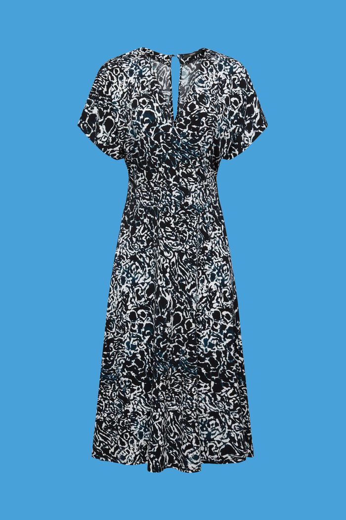 Jersey jurk met V-hals en print all-over, BLACK, detail image number 6