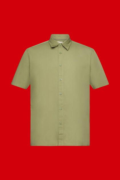 Overhemd van duurzaam katoen met korte mouwen, LIGHT KHAKI, overview