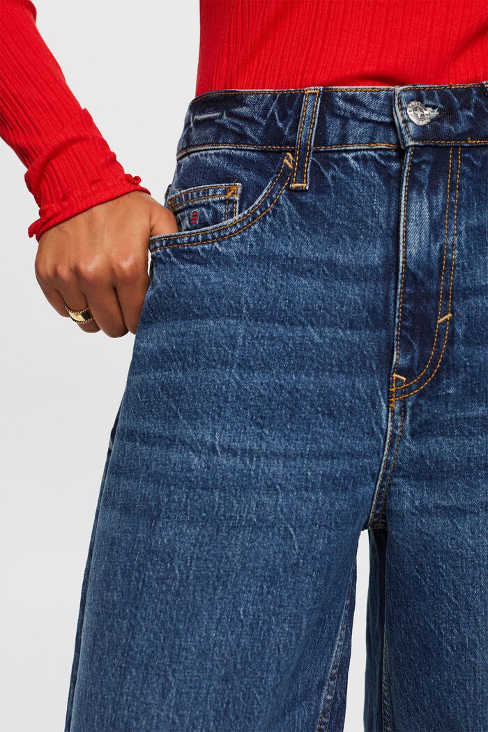 Wide fit jeans in retrolook met hoge taille, BLUE DARK WASHED, detail image number 2