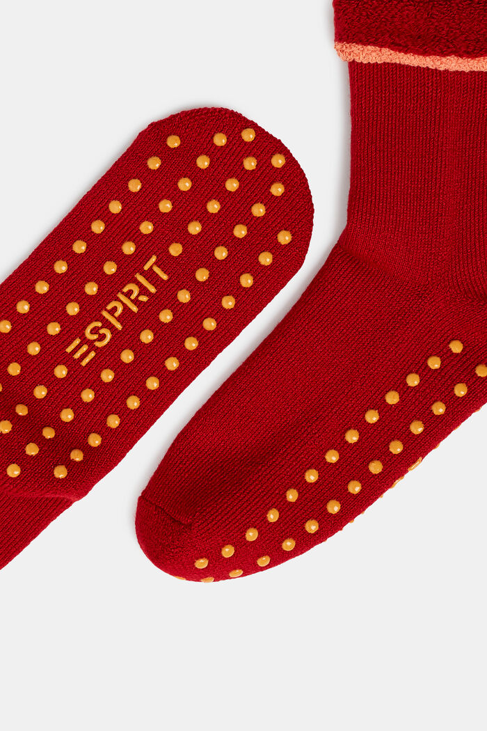 Zachte sokken met stroeve zool, wolmix, RED, detail image number 1
