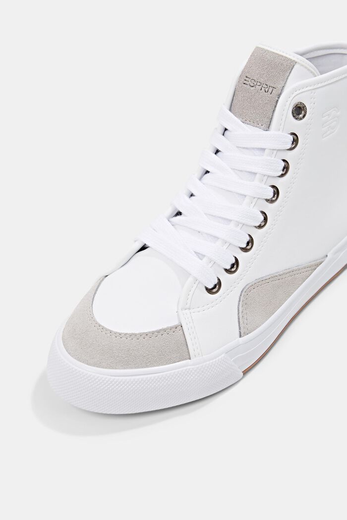Met suède: sneakers van een materiaalmix, WHITE, detail image number 4
