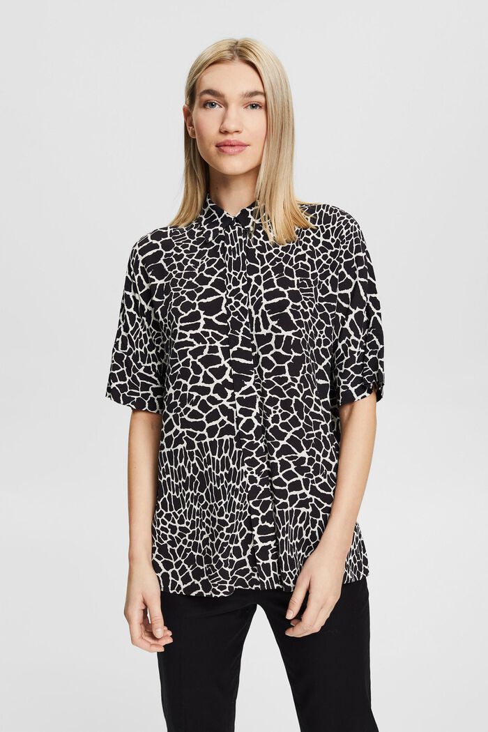 Oversized blouse met LENZING™ ECOVERO™, BLACK, detail image number 0