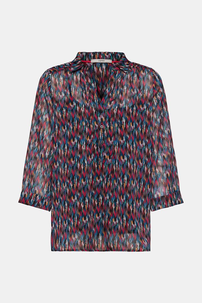 Chiffon blouse met motief en glittereffect, BLACK, overview