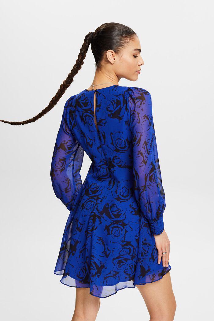 Mini-jurk met V-hals en print, BRIGHT BLUE, detail image number 2