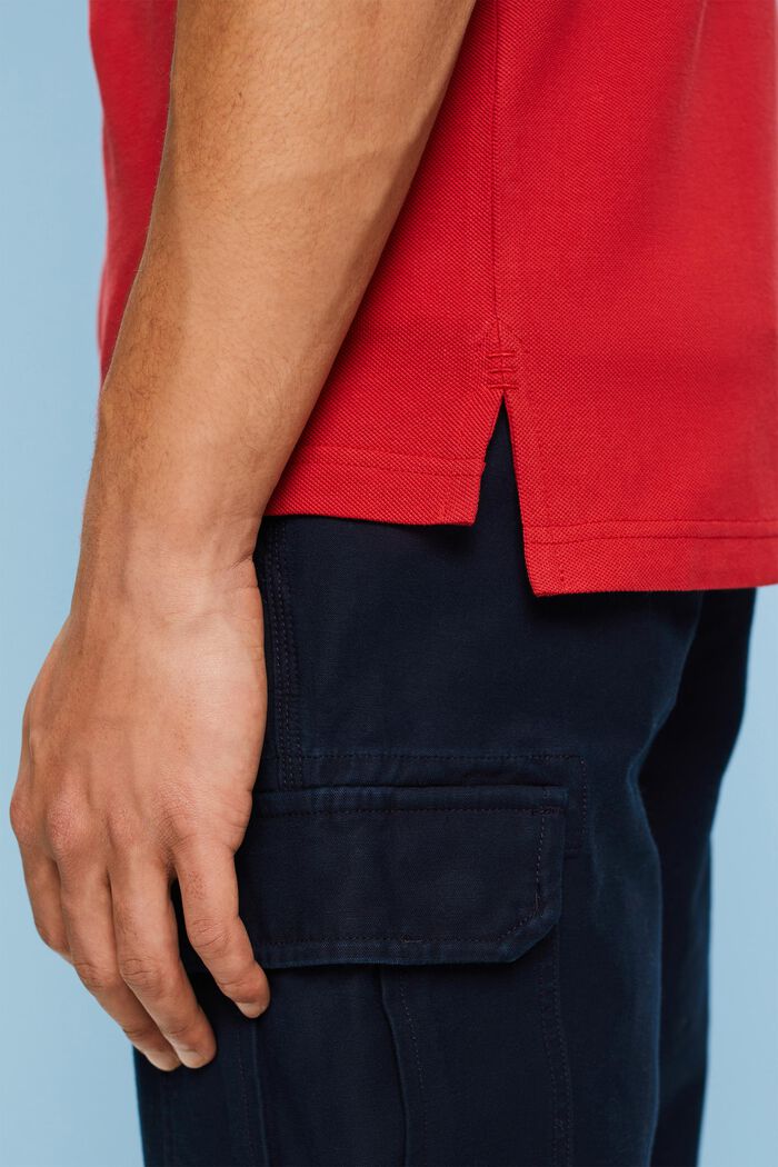 Poloshirt van katoen-piqué, DARK RED, detail image number 3