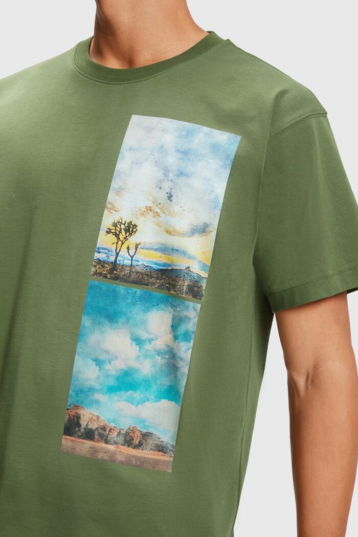 T-shirt met print van een gestapeld landschap, FOREST, detail image number 2
