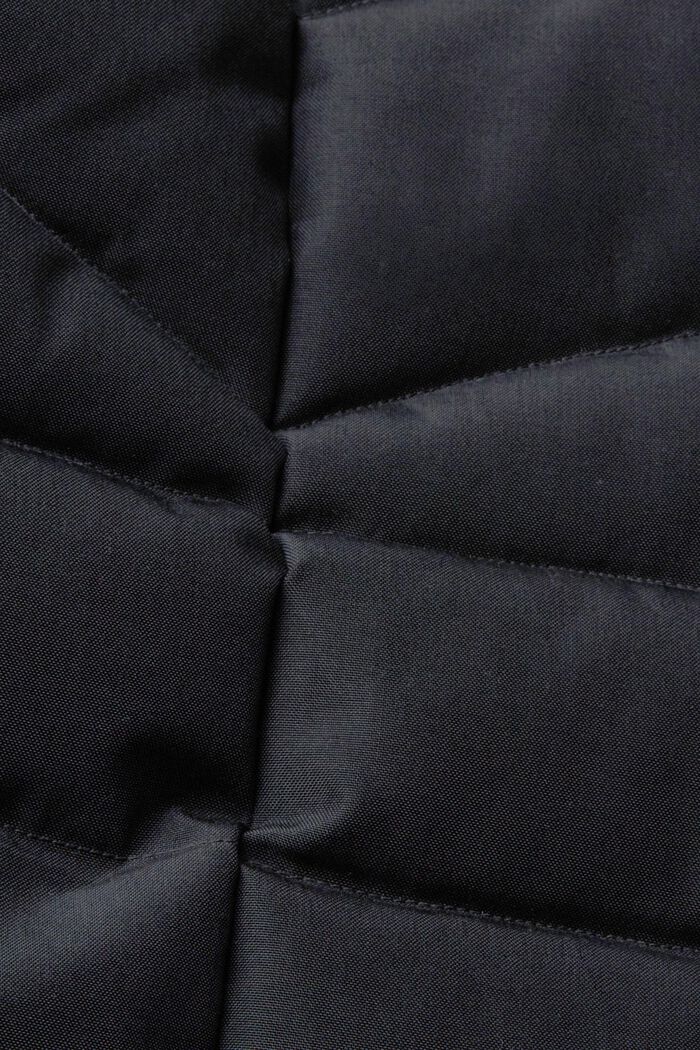 Gewatteerde jas met capuchon van imitatiebont, BLACK, detail image number 6
