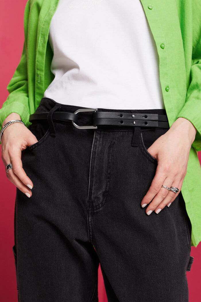 Belts leather, BLACK, detail image number 2