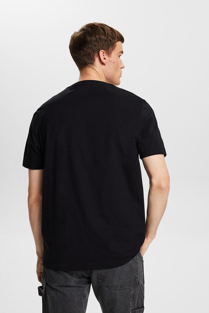 T-shirt van pima katoen-jersey met ronde hals, BLACK, detail image number 3