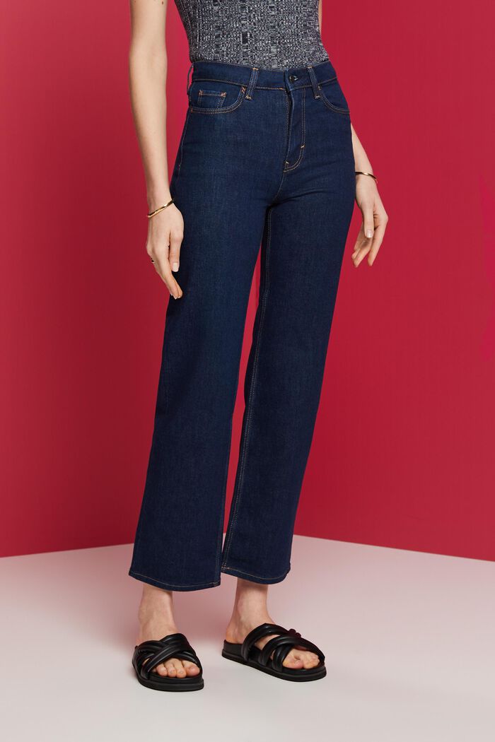 High-rise jeans met rechte pijpen, BLUE RINSE, detail image number 0