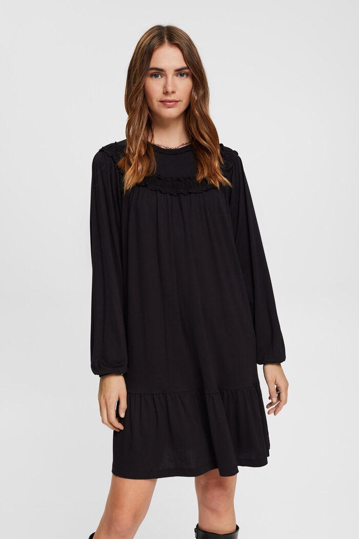 Gebreide mini-jurk, LENZING™ ECOVERO™, BLACK, detail image number 0