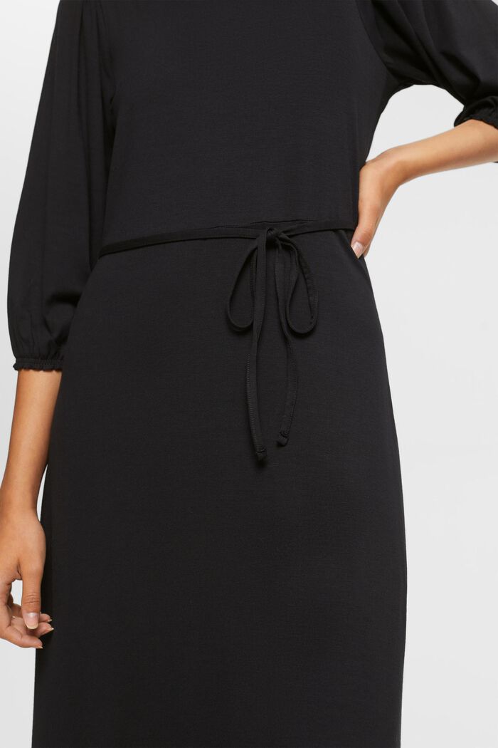 Jersey midi-jurk met strikceintuur, BLACK, detail image number 2