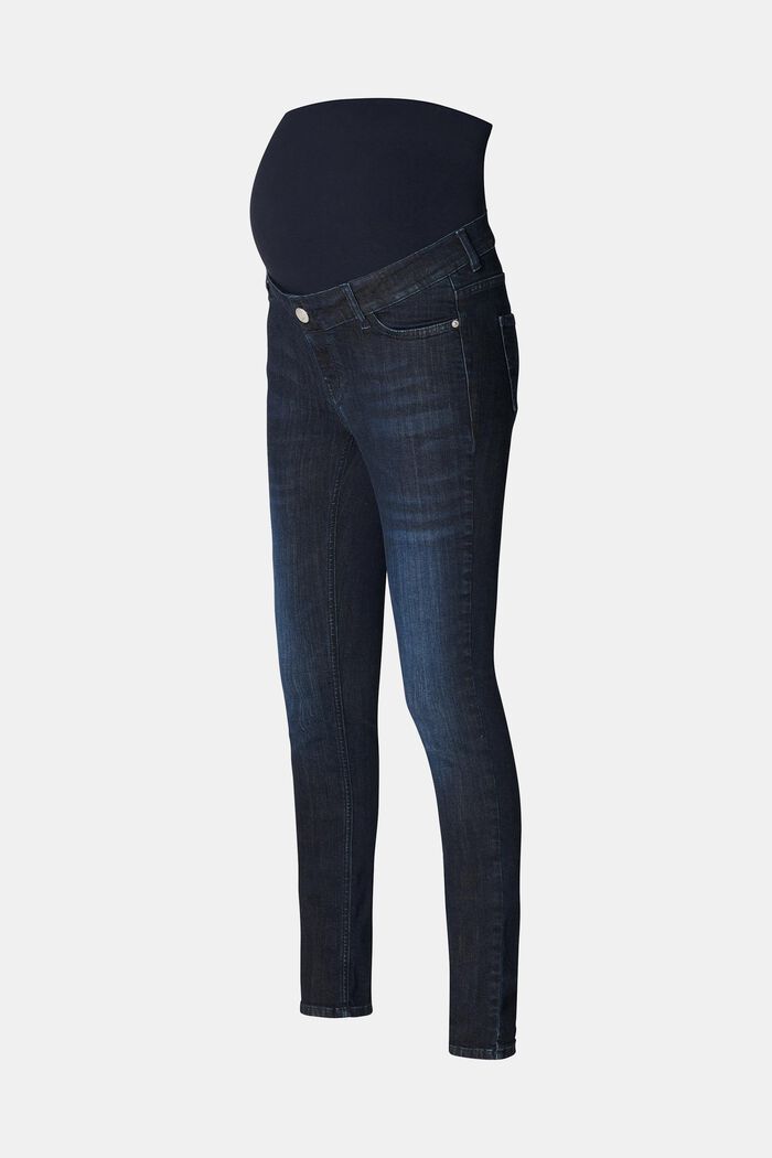 Skinny jeans met band over de buik, BLUE DARK WASHED, detail image number 5