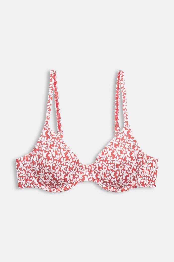Ongewatteerde bikinitop met beugels en print, DARK RED, detail image number 5