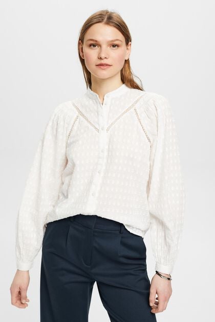 Blouse met borduursel, OFF WHITE, overview