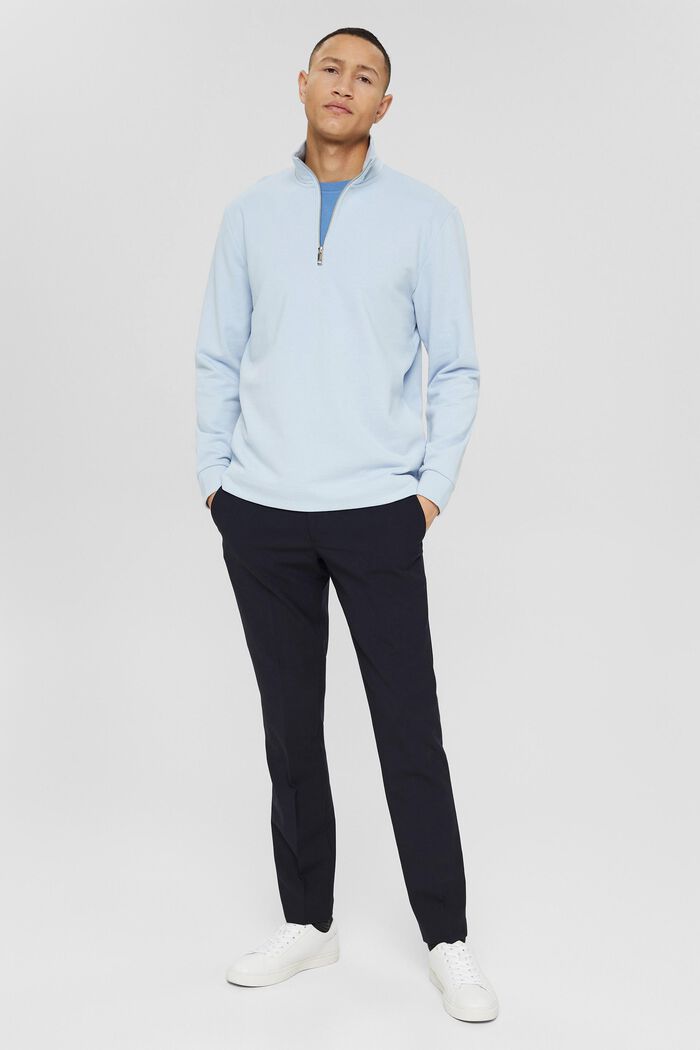 Sweatshirt met ritskraag van katoen, PASTEL BLUE, detail image number 8