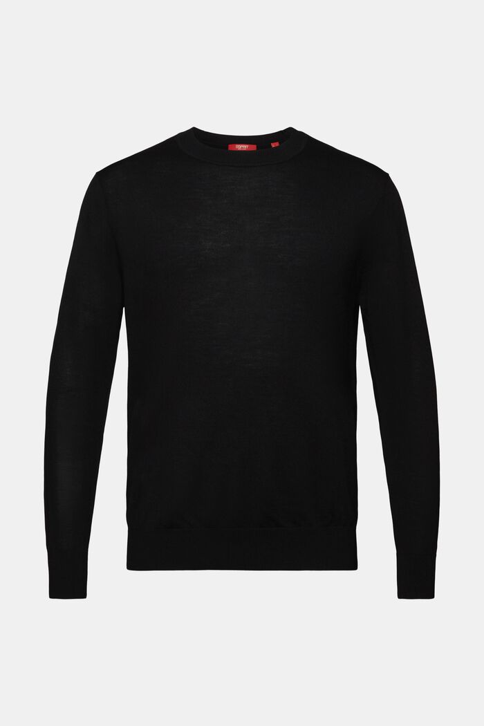 Wollen sweater met een ronde hals, BLACK, detail image number 7