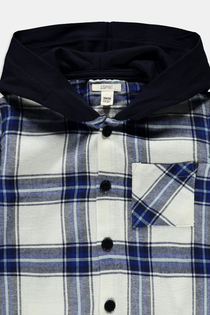 Geruit katoenen shirt met ingewerkte capuchon, ICE, detail image number 2